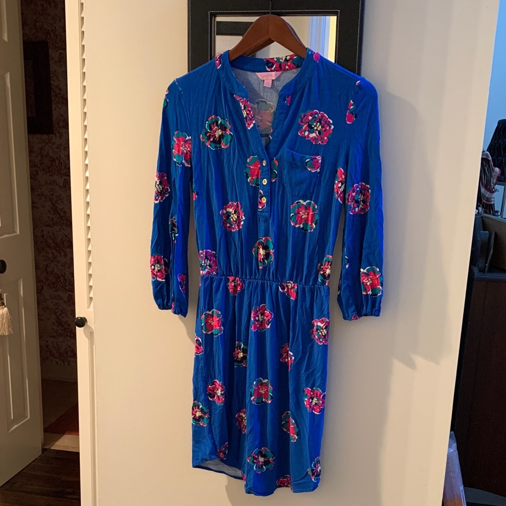 Lilly Pulitzer Vibrant Blue and Pink Floral Dress Size XS